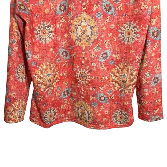 Boho Chic Floral V-Neck Top XXL Multicolor Long Sleeve Pullover Bohemian Blouse - Picture 9 of 15